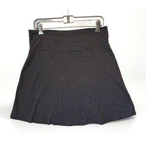 LL Bean Skirt‎ Womens Size S Black Gray Striped Reg Stretch Lightweight Y2K